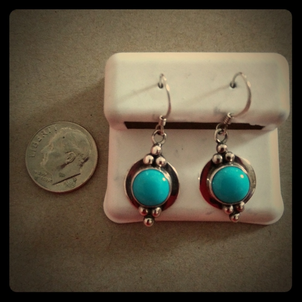 Vintage Turquoise. & New Mexico Silver Earrings